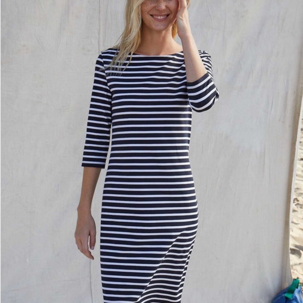 Saint James PROPRIANO NAVY DRESS WITH WHITE STRIPES